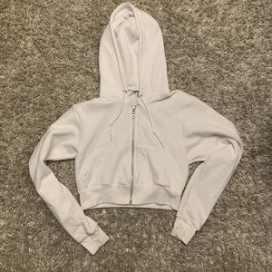 American Apparel Cropped White Zip-Up